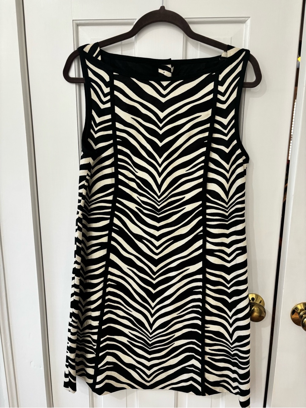 J. Crew Black & White Zebra-Print Sleeveless Shift Dress